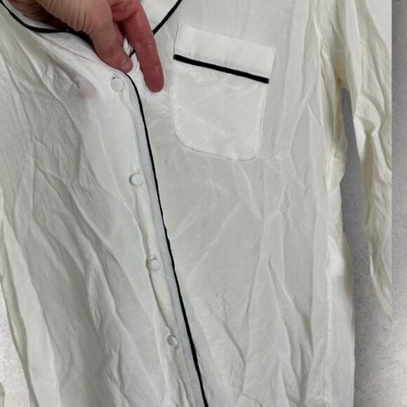 Sezane 100% Silk Elisa Black Ecru White Size 36 French / US 4 Button Top Blouse - Picture 12 of 14